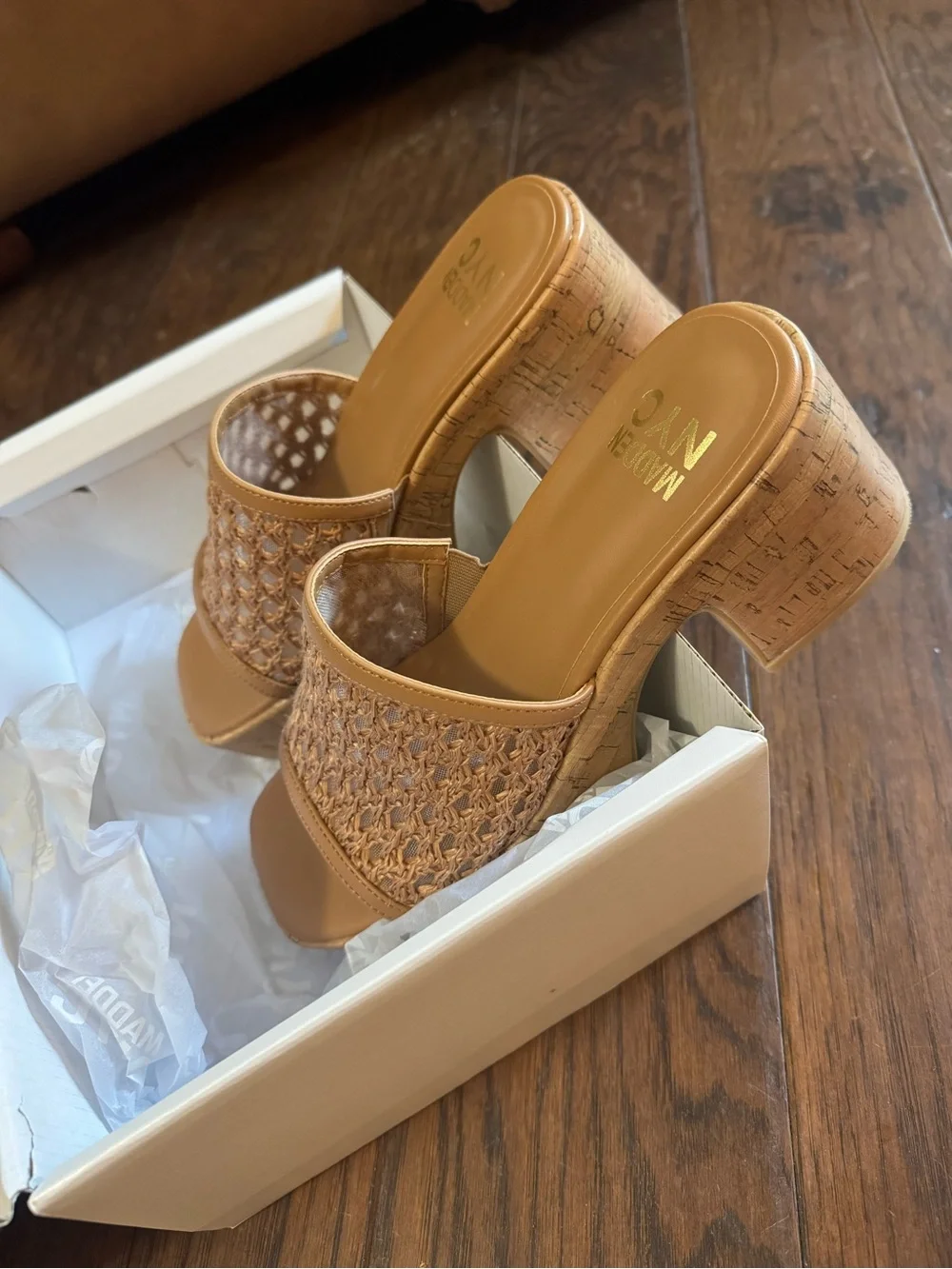 Madewen NYC Tan Woven Slide Mules. Worn once - Picture 2 of 4
